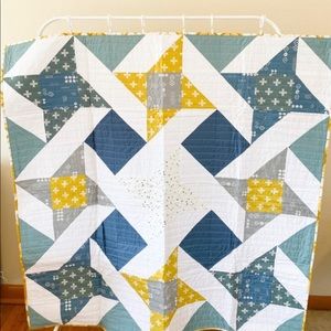 Handmade Modern Star Small Throw Size Quilt